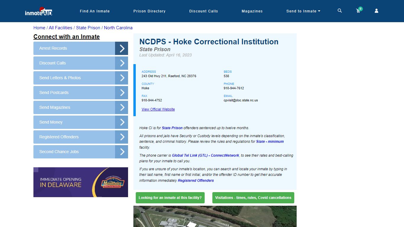 NCDPS - Hoke Correctional Institution & Inmate Search - Raeford, NC